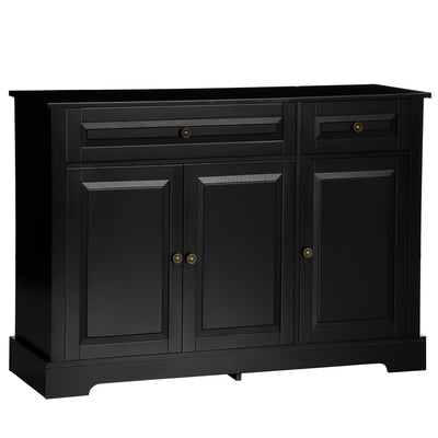 Sideboard Buffet Cabinet, Modern Kitchen Cabinet with 2 Drawers and Adjustable Shelves, Coffee Bar Cabinet for Living Room, Black