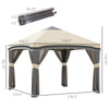 10' x 10' Pop Up Canopy with Netting, Foldable Tents for Parties, Height Adjustable, with Wheeled Carry Bag and 4 Sand Bags for Outdoor, Garden, Patio, Beige