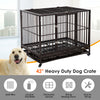 42" Heavy Duty Steel Dog Crate Kennel Pet Cage with Wheels - Brown Vein