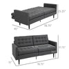 Linen Fabric Convertible Sofa Bed 3 Adjustable Positions Suitable for Seating Lounging Sleeping Upholstered Tufted - Grey
