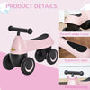 Baby Balance Bike for 18-36 Months, Toddler No Pedal Ride-on Walking Bike with 4 Wheels Gifts for Boys Girls, Pink