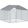 Dog Kennel Outdoor Heavy Duty Playpen with Galvanized Steel Secure Lock Mesh Sidewalls and Waterproof Cover for Backyard & Patio