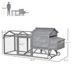 96.5" Chicken Coop Wooden Chicken House Rabbit Hutch Poultry Cage Hen Pen Portable Backyard with Wheels Outdoor Run and Nesting Box, Grey