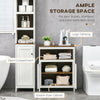 Modern Bathroom Storage Cabinet, Free Standing Bathroom Cabinet, Open Compartment and Cupboard with Adjustable Shelf, White and Walnut