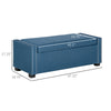Nailhead Trim Upholstered Flip Top Storage Bench, Fabric Ottoman for Bedroom, or Living room, Blue