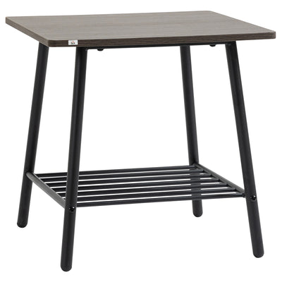 Side Table with 2-Tier Storage, End Table with Metal Frame for Living Room