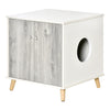 Wooden Cat Litter Box Enclosure Washroom Pet Decorative Kitten House Nightstand End Table Indoor with 2 Magnetic Door Wide Tabletop White