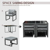 9 Pieces Patio Dining Sets with 4 Chairs, 4 Ottoman and Glass Table, Cushioned Seating and Back, Aluminum Frame, Space Saving for Lawn