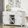Modern Sideboard Buffet with Wine Rack, Buffet Cabinet with Barn Door, 2 Drawers and Open Shelf for Dining Room, Buffet Table, Antique White