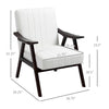 Accent Chairs with Seat and Back Cushion, Upholstered Arm Chair for Bedroom, Living Room Chair with  Wood Legs, Cream White