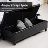 Large 51" Tufted Faux Leather Ottoman Storage Bench for Living Room, Entryway, or Bedroom, Black