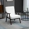 Accent Chairs with Seat and Back Cushion, Upholstered Arm Chair for Bedroom, Living Room Chair with  Wood Legs, Cream White