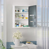 Wall Medicine Cabinet with Lock, Hanging Medical Cabinet, First Aid Wall Cabinet for Bathroom Kitchen, White and Grey