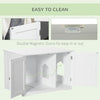 Cat Litter Box Enclosure with Adjustable Partition, Cat Washroom Side Table with Cat Hole, Hidden Litter Box with Double Magnetic Doors, White