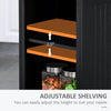 Fluted-Style Kitchen Island, Wooden Storage Cabinet, Rolling Kitchen Island Cart with Draw, Adjustable Shelves and Anti-Toppling Design, Black