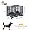 36" Heavy Duty Dog Crate Dog cage Kennel with Lockable Wheels, Double Door and Removable Tray, Grey