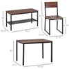 Industrial 4 Piece Dining Room Table Set with Bench Wooden Kitchen Table and Chairs w/ Storage Rack for Kitchen, Dinette, Rustic Brown/Black