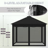 11' x 11' Pop Up Canopy, Foldable Canopy Tent with Solar LED Light System, Remote Control, Zippered Mesh Sidewalls, Adjustable Height and Carrying Bag for Backyard Garden Patio, Black