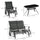 4 Pieces Patio Furniture Set, Outdoor Conversation Set with 2-Person Glider, Single Sling Chair and Glass Coffee Table for Lawn, Black