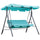 Patio Porch Swing Chair with Adjustable Canopy, Seats 3 Adults, Steel Frame, Armrests, Green