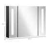 LED Lighted Medicine Cabinet with Mirror, Wall Mounted Bathroom Cabinet with 3 Cupboards, Memory Function, USB Charge, High Gloss Black