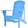 Oversized Adirondack Chair, Outdoor Fire Pit and Porch Seating, Classic Log Lounge w/ Built-in Cupholder for Patio, Lawn, Deck, Blue
