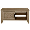 Farmhouse Coffee Table with Enclosed Storage Cabinet and Adjustable Open Shelves for Living Room, Oak