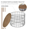 Round Coffee Table Set of 2, Industrial End Tables with Extra Storage Space for Living Room, Brown and Black