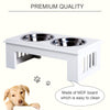 17" Durable Wooden Dog Feeding Station with 2 Included Dog Food Bowls and a Non-Slip Base White