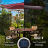 9' x 7' Patio Umbrella Outdoor Table Market Umbrella with Crank, Solar LED Lights, 45Â° Tilt, Push-Button Operation, for Deck, Wine Red