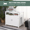 Wooden Cat Litter Box Enclosure Furniture with Adjustable Interior Wall & Large Tabletop for Nightstand  White