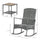 3 Pieces Outdoor PE Rattan Rocking Chair Set, Patio Wicker Recliner Rocker Chair with Soft Cushion & Coffee Table, for Porch, Grey