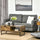 Grey 3-Seater Sofa Couch, 71" Modern Linen Fabric Sofa with Rubber Wood Legs and Slatted Frame