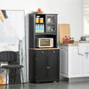 67" Kitchen Buffet with Hutch, Pantry with Framed Doors, 2 Drawers, and Open Microwave Countertop, Black