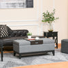 42" Rectangular Linen Fabric Storage Ottoman Bench with Removable Tray for Living Room, Entryway, or Bedroom, Charcoal Grey