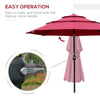 9' 3-Tier Patio Umbrella, Outdoor Market Umbrella with Crank and Push Button Tilt for Deck, Backyard and Lawn, Wine Red