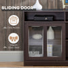 Modern Kitchen Storage Sideboard, Buffet Cabinet, Sliding Glass Doors Cupboard with Adjustable Shelf, Dark Brown
