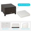 20" Outdoor Ottoman, PE Plastic Rattan Wicker, Fade-Resistant Patio Footrest with Soft Cushion, Steel Frame, Mixed Brown