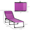 Outdoor Folding Chaise Lounge Chair Portable Lightweight Reclining Garden Sun Lounger with 4-Position Adjustable Backrest for Patio, Purple
