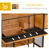 48" 2-Story Large Rabbit Hutch Bunny Cage Wooden Pet House with Individual Room, Ramp, No Leak Tray, Feeding Trough, Asphalt Roof