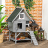 Outdoor Cat House with Terrace, 3-Story Feral Cat House with Weather Resistant Roof, Wooden Cat Shelter with Escape Doors Ramps, Resting Condos