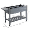 Gray Raised Garden Bed Planter Box w/ 8 Grow Grids, Storage Shelf & Lockable Wheels