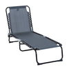 Outdoor Folding Chaise Lounge Chair Portable Lightweight Reclining Garden Sun Lounger with 4-Position Backrest for Patio, Deck, Grey