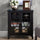Sideboard Display Cabinet with Double Framed Glass Doors, 2 Adjustable Shelves, and Elevated Base, Espresso