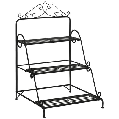 3 Tier Metal Plant Stand, Ladder Display Shelf, Flower Pot Holder, Storage Organizer Rack for Indoor Outdoor Patio Balcony Yard