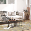 Round Coffee Table Set of 2, Industrial End Tables with Extra Storage Space for Living Room, Brown and Black