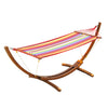 10' Wood Outdoor Hammock with Stand Rainbow Bed, Heavy Duty Roman Arc Hammock for Single Person for Patio, Backyard, Porch, Multi Color