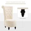 Retro High Back Armless Royal Accent Chair Fabric Upholstered Tufted Seat for Living Room, Dining Room and Bedroom, Cream White
