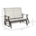 47" Outdoor Double Glider Bench, Patio Glider Armchair for Backyard with Mesh Seat and Backrest, Steel Frame, Cream White