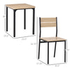 Modern 3 Piece Dining Set,  Dining Room Set with Wood Grain Veneered Surface, 2 Chairs, and Steel Frame, Small Dining Table for 2, Wood/Black